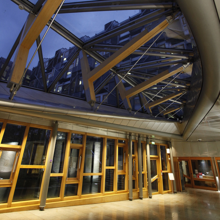 Roof windows in the Garden Lobby of the Scottish Parliament