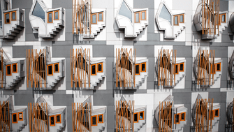 Windows in the MSP block at the Scottish Parliament