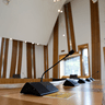 Microphone in a committee room at the Scottish Parliament