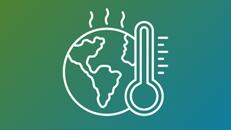 Stylised image of the Earth and a thermometer