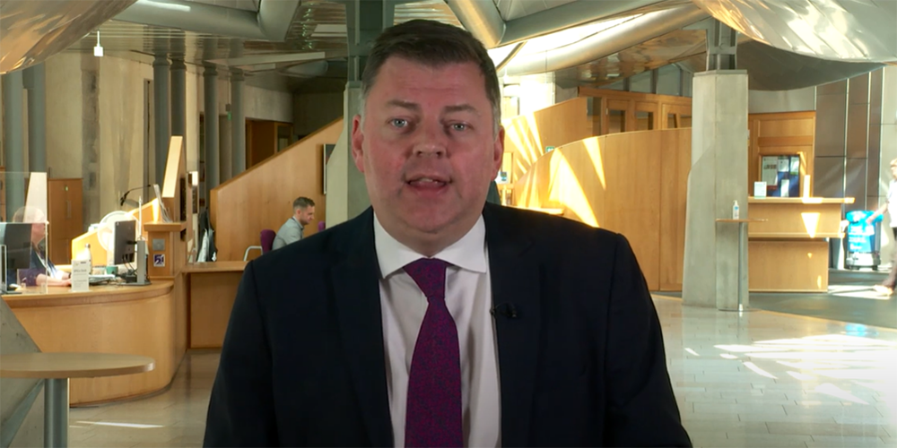 Colin Smyth MSP in the Garden Lobby talking about his draft proposal for a Member's Bill to establish an Older People’s Commissioner for Scotland