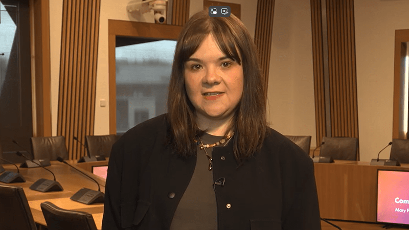 Dr Cara Broadley, Research Fellow, Glasgow School of Art, speaking in a committee room at the Scottish Parliament