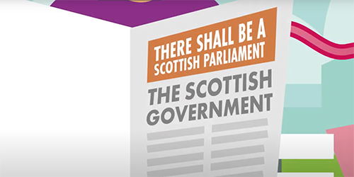 Image of newspaper from animation on difference between Parliament and Government