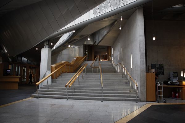 the garden lobby staircase at the scottish parliament