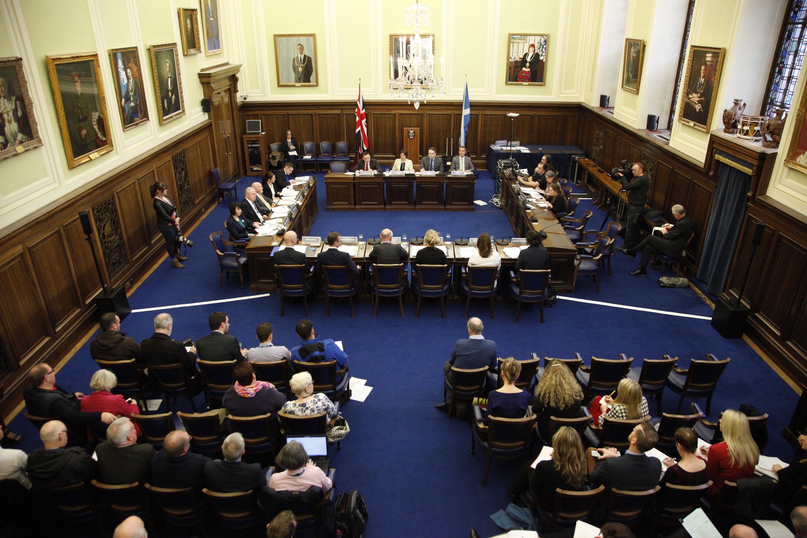 The Committee taking evidence from NHS Tayside in Dundee City Chambers