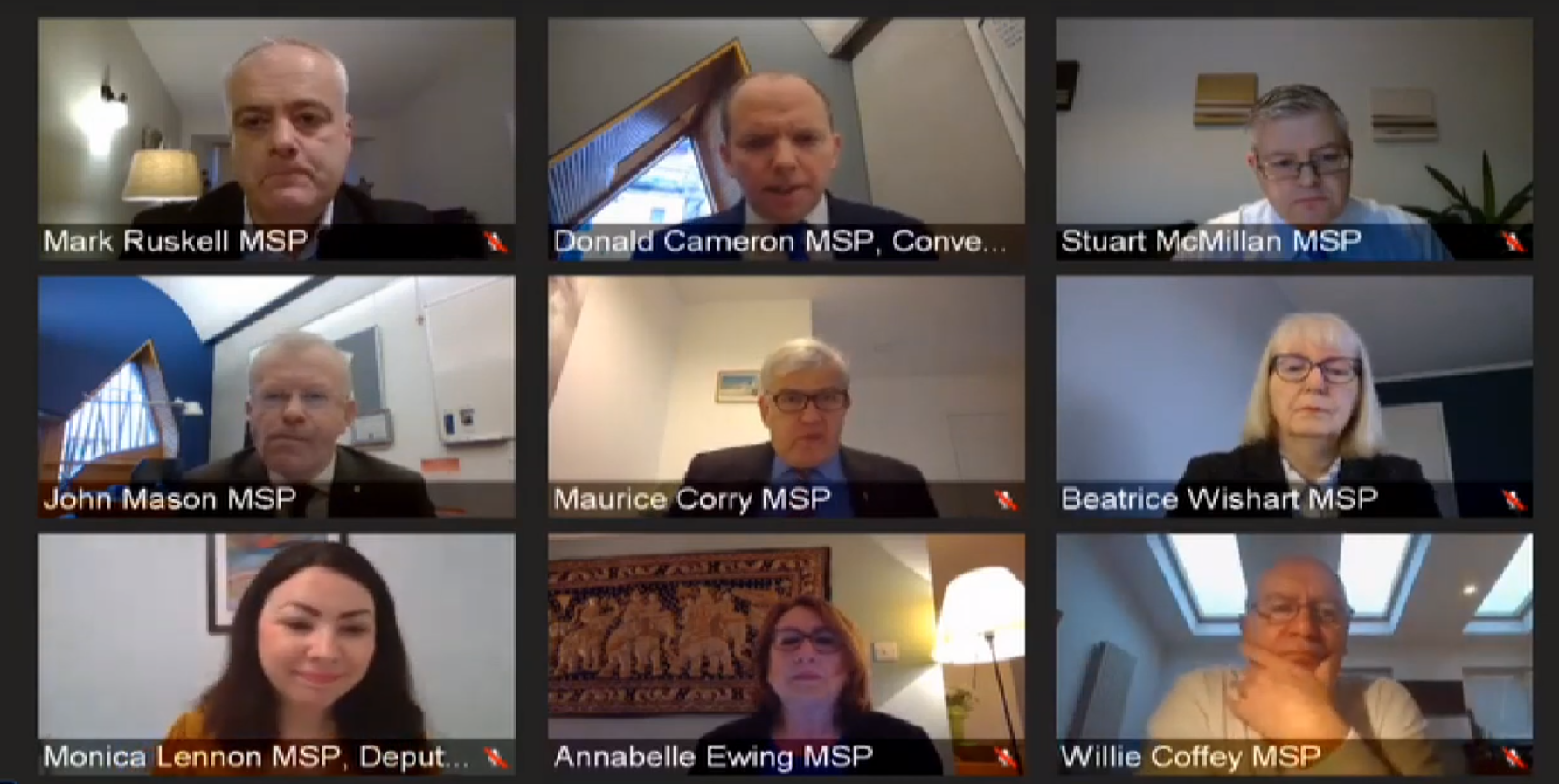 The COVID-19 Committee meeting virtually.