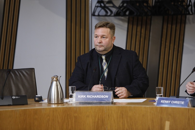 Kirk Richardson giving evidence to the Education and Skills Committee