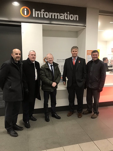 Richard Lyle MSP, John Mason MSP and Edward Mountain MSP with Gordon Dickson and Bruce Kiloh of Strathclyde Partnership for Transport (SPT) in Buchanan Street Subway Station