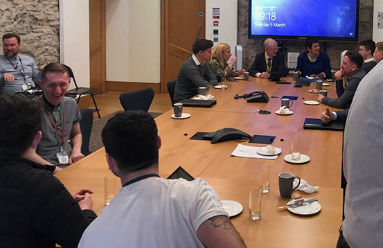 Ahead of the evidence session, the apprentices met the Committee for breakfast.