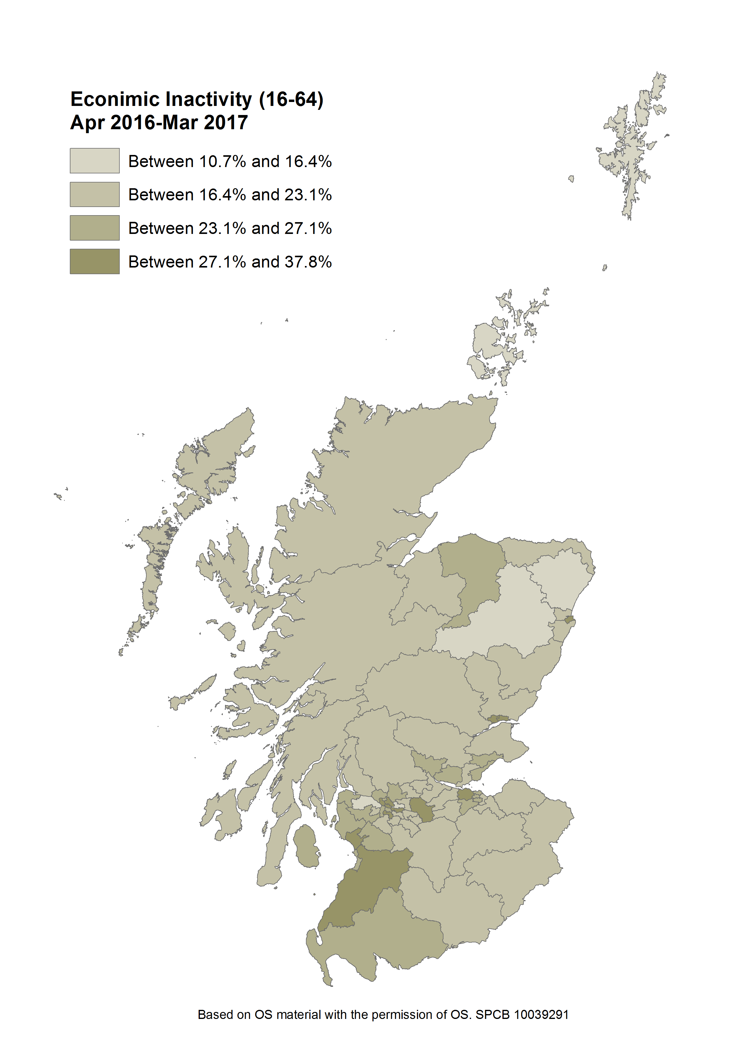 Employment rates for each Scottish parliament constituency. 