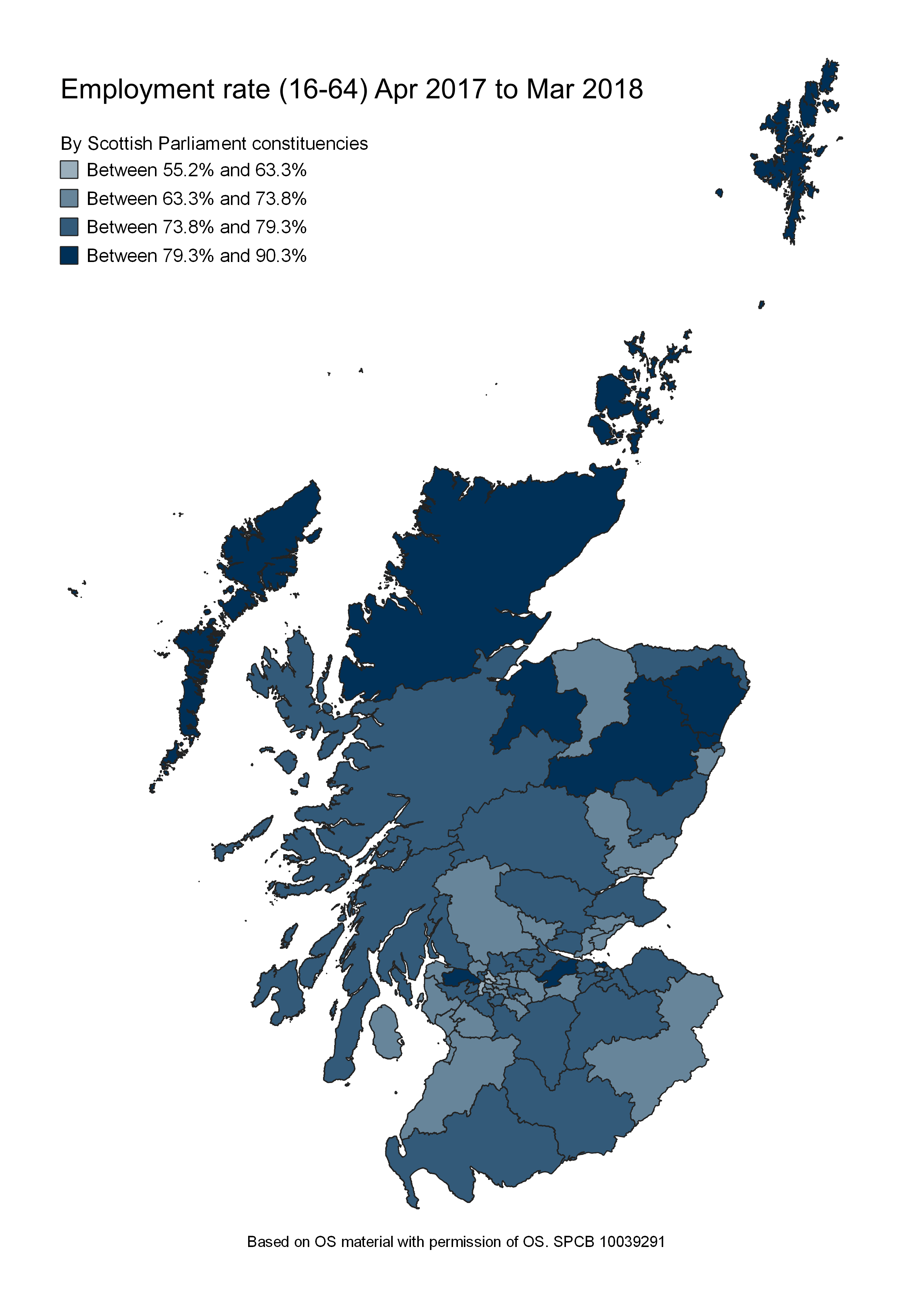 The unemployment rate for people aged 16 and over for each Scottish Parliamentary constituency.
