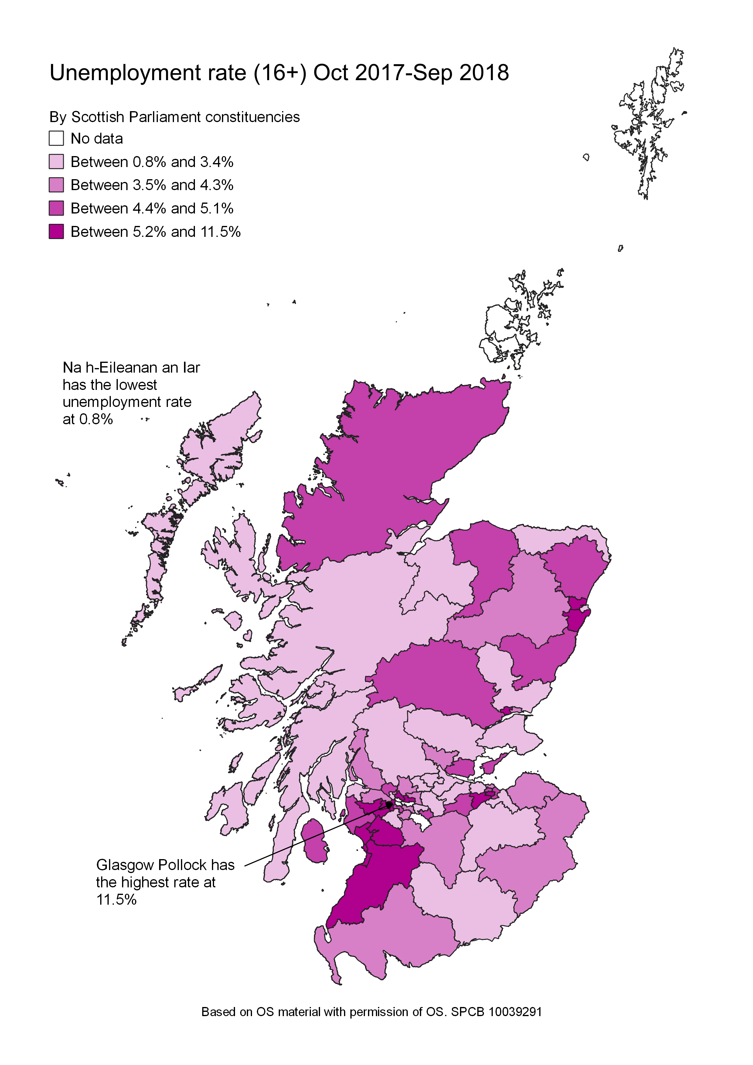 The unemployment rates for people aged between 16 and over for each Scottish Parliamentary constituency.