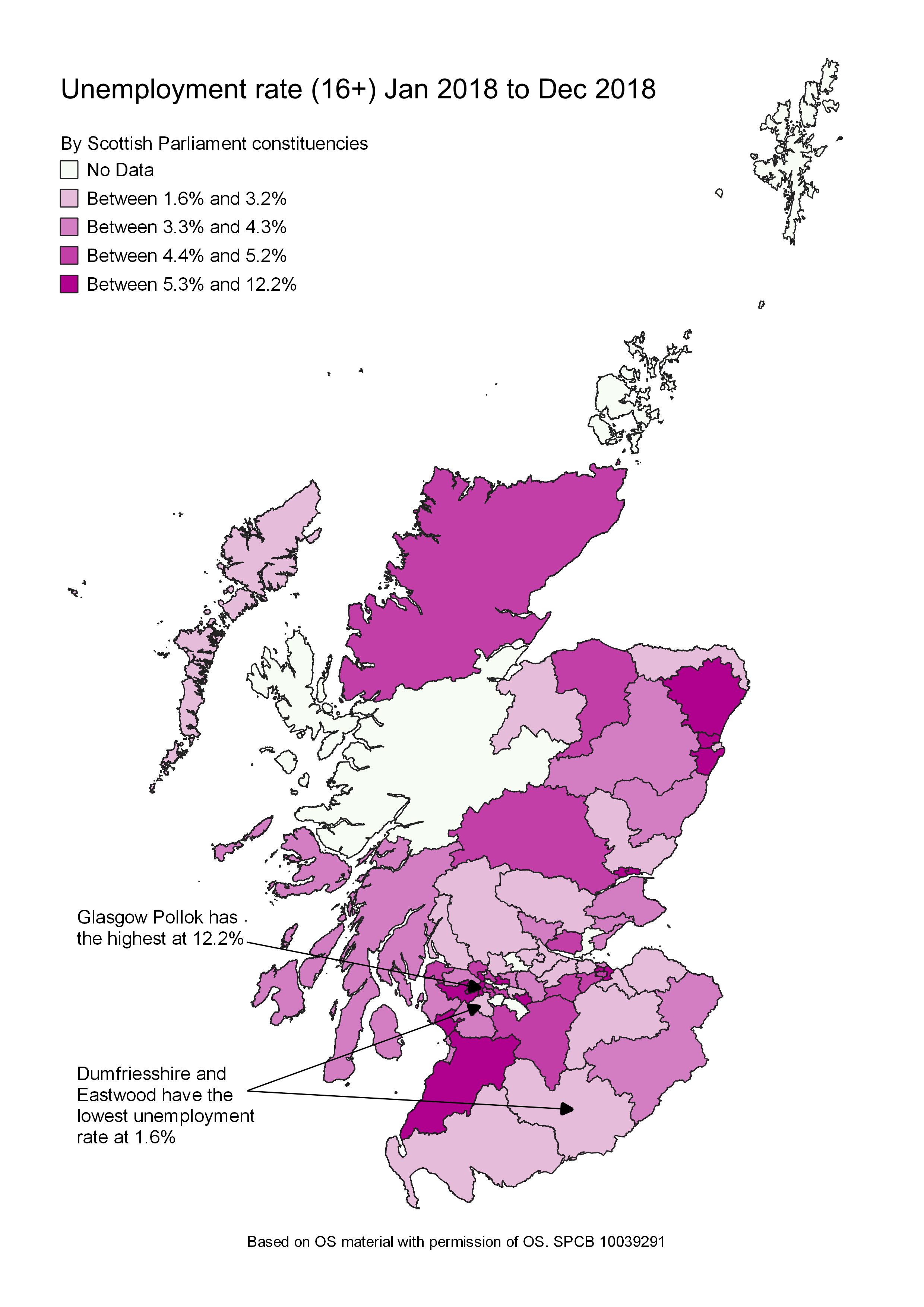 The unemployment rates for people aged between 16 and over for each Scottish Parliamentary constituency.
